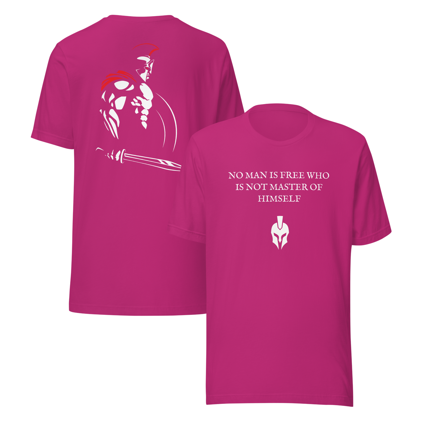 Pink t-shirt with warrior design and motivational quote on front and back