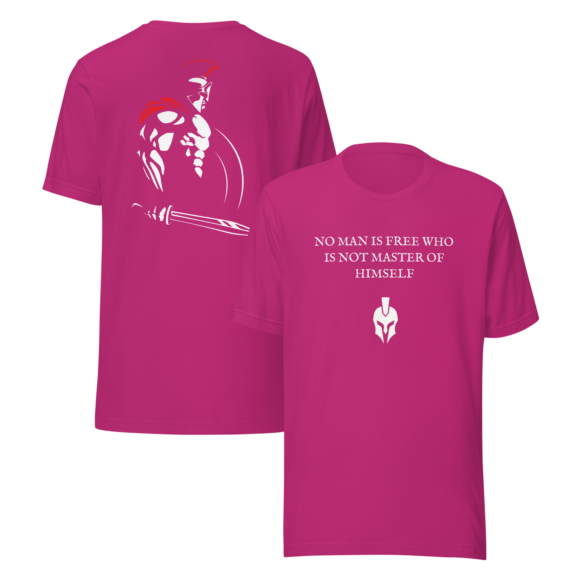 Pink t-shirt with warrior design and motivational quote on front and back